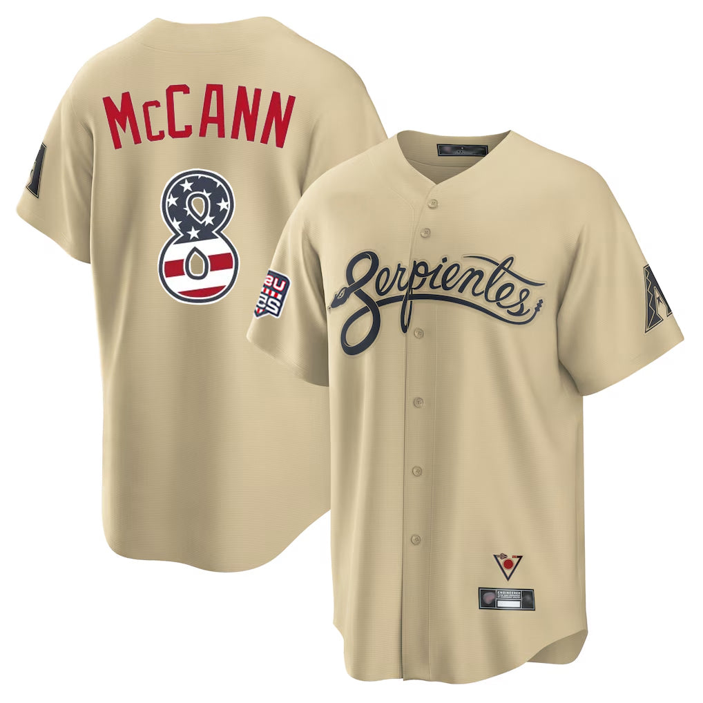 Arizona Diamondbacks #8 James McCann Player Tan CLOTHIN USA 250 Fourth of July Home Game Stitched Jerseys