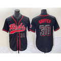 Cincinnati Reds #30 Ken Griffey Jr Number Black CLOTHIN 2023 City Connect Cool Base Stitched Jersey 2