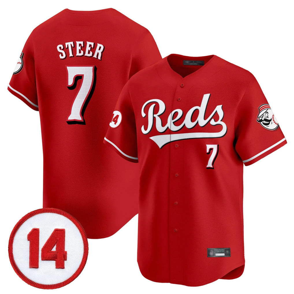 Cincinnati Reds #7 Spencer Steer Player Red CLOTHIN Vapor Premier Limited Home Stitched Jerseys