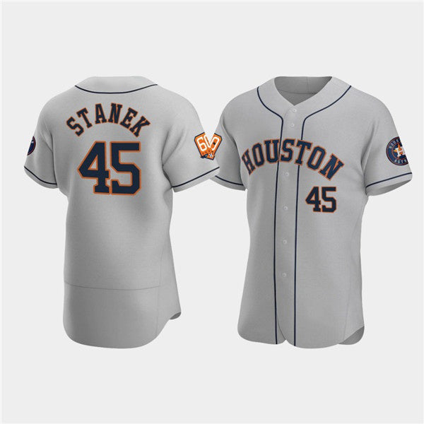 Houston Astros #45 Ryne Stanek Gray CLOTHIN 60th Anniversary Flex Base Stitched Jersey