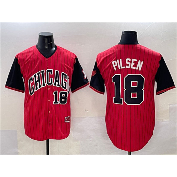 Chicago White Sox #18 Pilsen Red Black CLOTHIN 2025 City Connect Limited Stitched Jersey