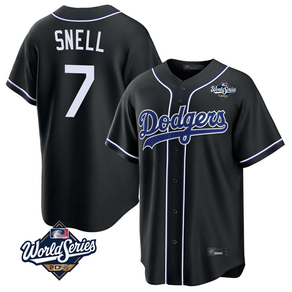 Los Angeles Dodgers #7 Blake Snell Player Black CLOTHIN Carbon Limited World Series Home Stitched Jerseys