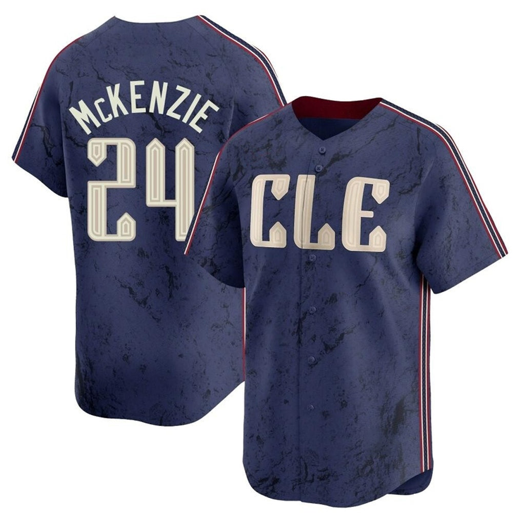 Cleveland Guardians #24 Triston McKenzie Player Navy CLOTHIN City Connect Limited Home Stitched Jerseys