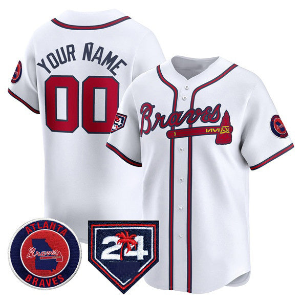 Custom Atlanta Braves White CLOTHIN 2024 Spring Training Patch Limited Stitched Jersey