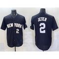 New York Yankees #2 Derek Jeter Black CLOTHIN Limited Stitched Jersey