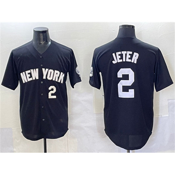 New York Yankees #2 Derek Jeter Black CLOTHIN Limited Stitched Jersey