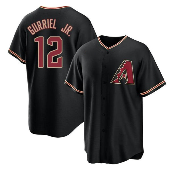 Arizona Diamondbacks #12 Lourdes Gurriel Jr. Black CLOTHIN Cool Base Stitched Jersey
