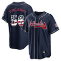 Atlanta Braves #56 Spencer Schwellenbach Player Navy CLOTHIN USA 250 Fourth Of July Limited Home Game Stitched Jerseys