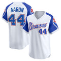 Atlanta Braves #44 Hank Aaron White CLOTHIN Throwback Cooperstown Collection Limited Jersey