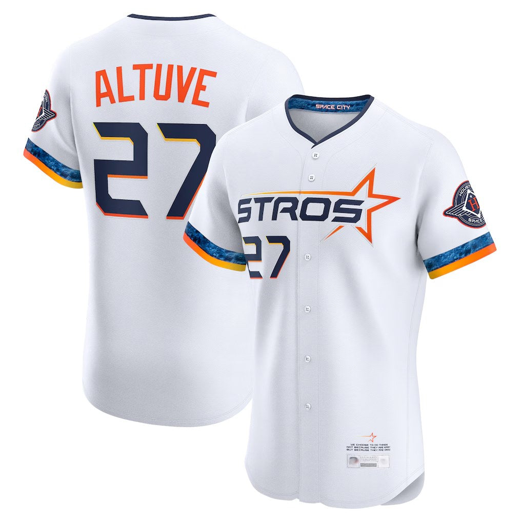 Houston Astros #27 Jose Altuve Player White CLOTHIN City Connect Limited Elite Home Stitched Jerseys