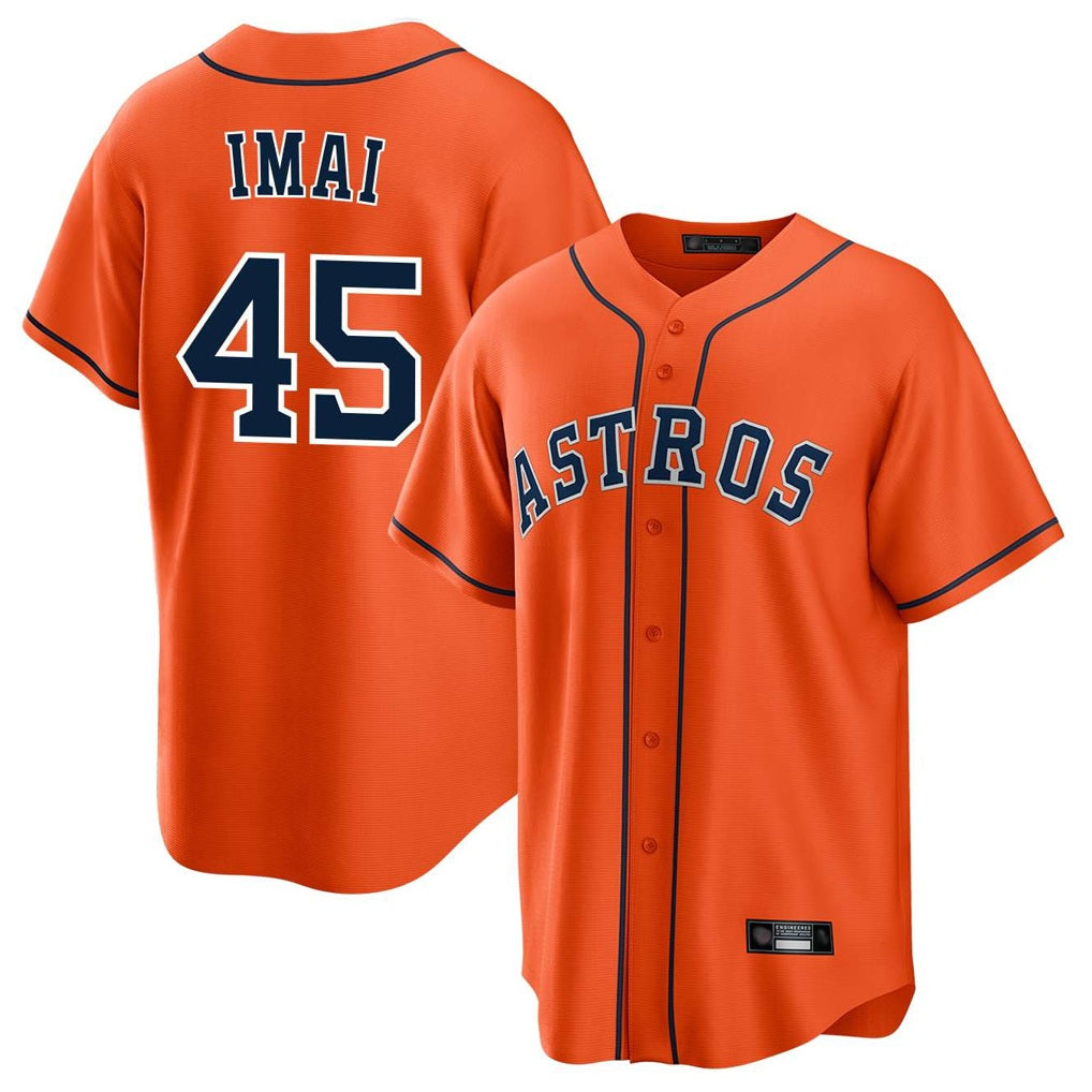 Houston Astros #45 Tatsuya Imai Player Orange CLOTHIN Home Game Stitched Jerseys