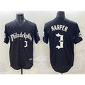 Philadelphia Phillies #3 Bryce Harper Black CLOTHIN Gothic Vapor Limited Stitched Jersey