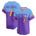Colorado Rockies #7 Matt Holliday Player Purple-Light Blue CLOTHIN City Connect Limited Home T-shirt Stitched Jerseys