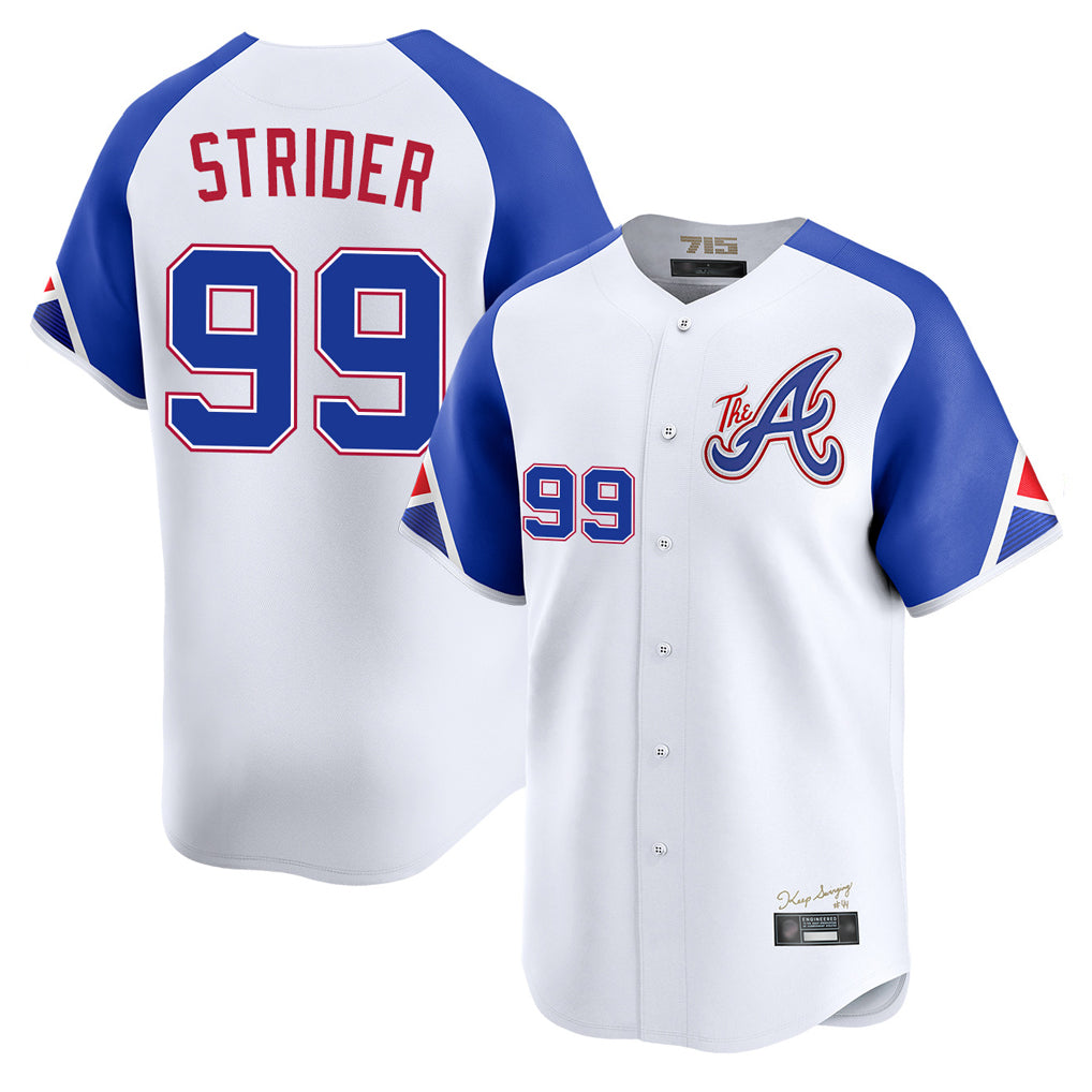 Atlanta Braves #99 Spencer Strider Player White CLOTHIN City Connect Limited Home Game Stitched Jerseys