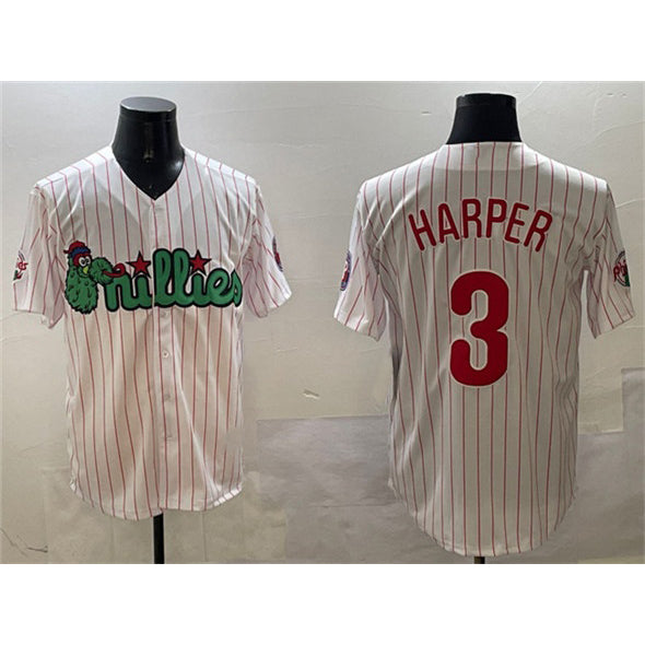 Philadelphia Phillies #3 Bryce Harper White CLOTHIN Phanatic Cool Base Stitched Jersey