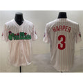 Philadelphia Phillies #3 Bryce Harper White CLOTHIN Phanatic Cool Base Stitched Jersey
