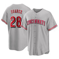Cincinnati Reds #28 Eugenio Su¨¢rez Player Gray CLOTHIN Home Game Stitched Jerseys